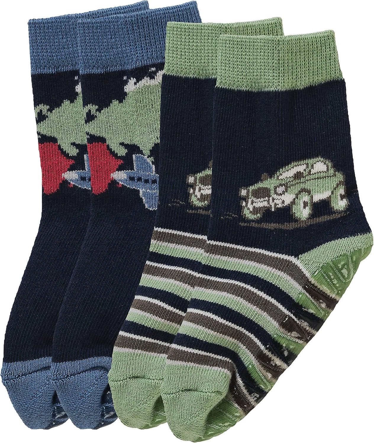 Merkloze Babysokken met Antislip - Auto & Planeet Motief (2-Pack)