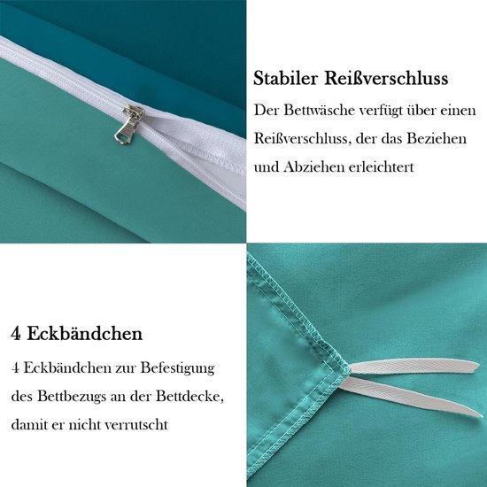 2-delige beddengoed set 155x220 cm, turquoise/petrol — afbeelding 3