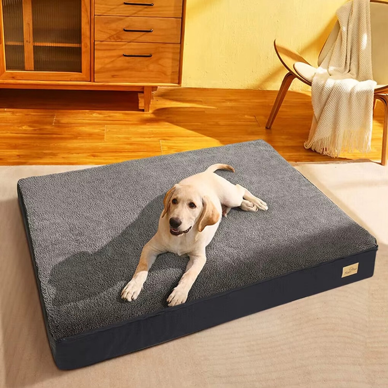 CreateEcom hondenmand - hondenbed - orthopedische hondenmand - hondensofa - omkeerbare hoes, warm of koud - Traagschuim Basis - Kussen Met Wasbare Hoes - Waterdicht - 92x56x8cm - zwart