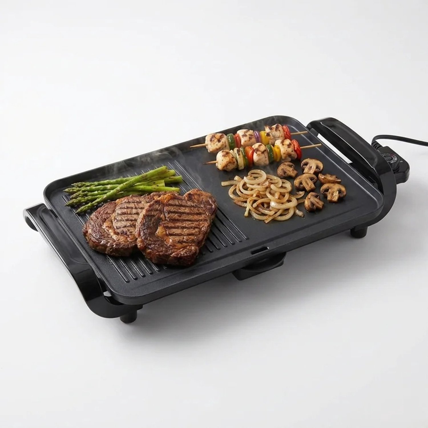 Velmio Elektrische Bakplaat & Tafelgrill 2200W – 2-in-1 Grillplaat en Teppanyaki – Half Grill Half Bakplaat – Groot Bakoppervlak – Gourmet – Kerst – Feestdagen – Camping & BBQ