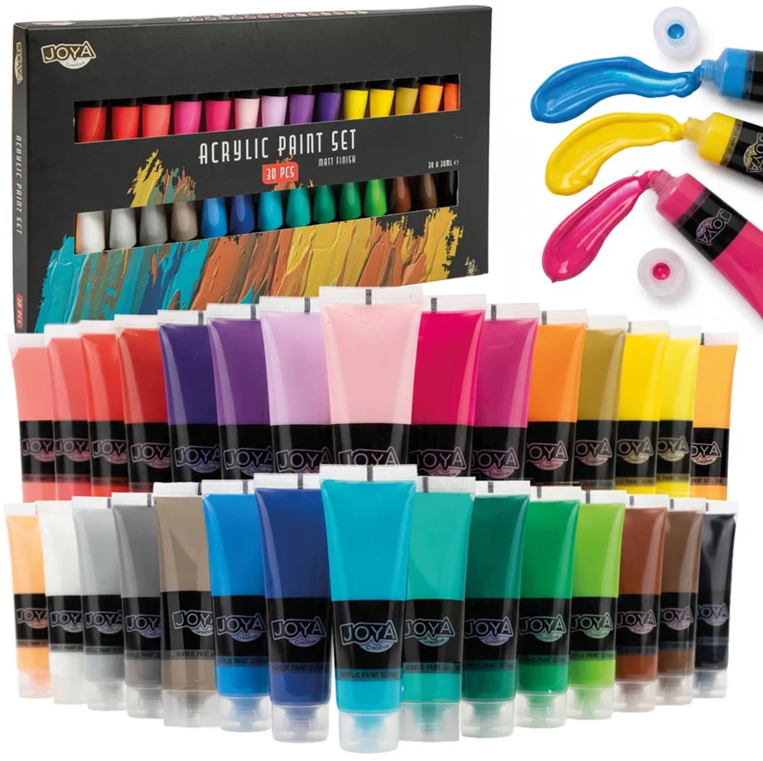 Joya Creative Acrylverf Set - 30 Verftubes van 30ML - Hobbyverf voor Schilderen op Canvas, Hout en Papier