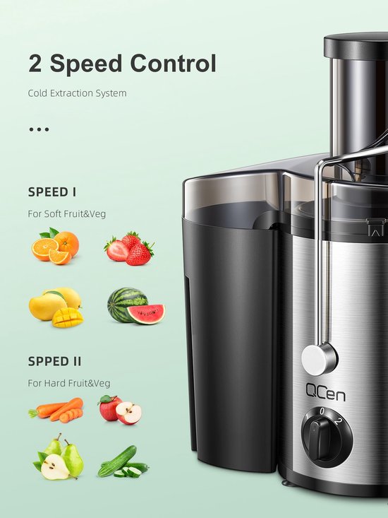 Sapcentrifuge, 800 W centrifugaalsapcentrifuge met brede vulopening van 7,5 cm voor groenten en fruit, gemakkelijk te reinigen, roestvrij staal, BPA-vrij (Sliver, 500W) — afbeelding 5