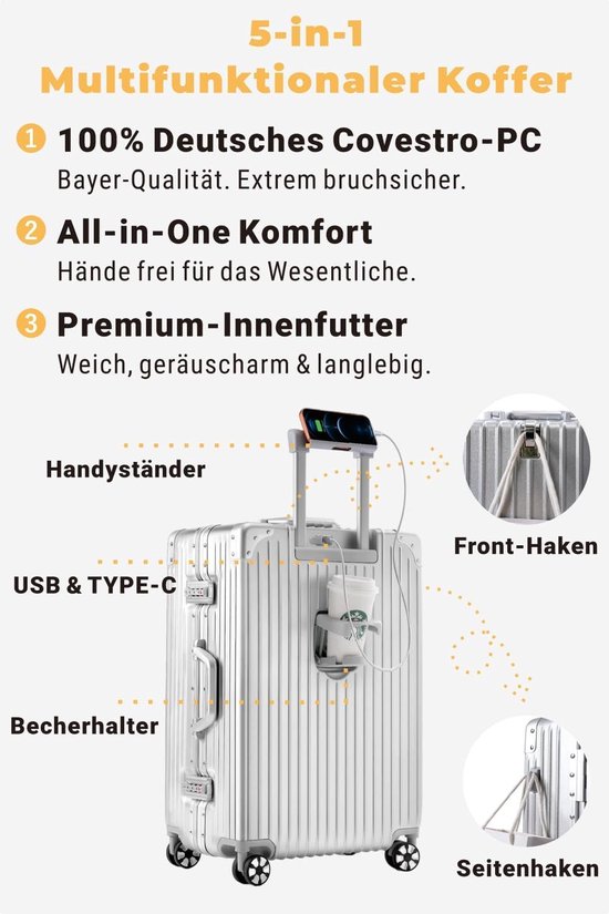 Koffer middenformaat aluminium frame harde schil 75 liter — afbeelding 2