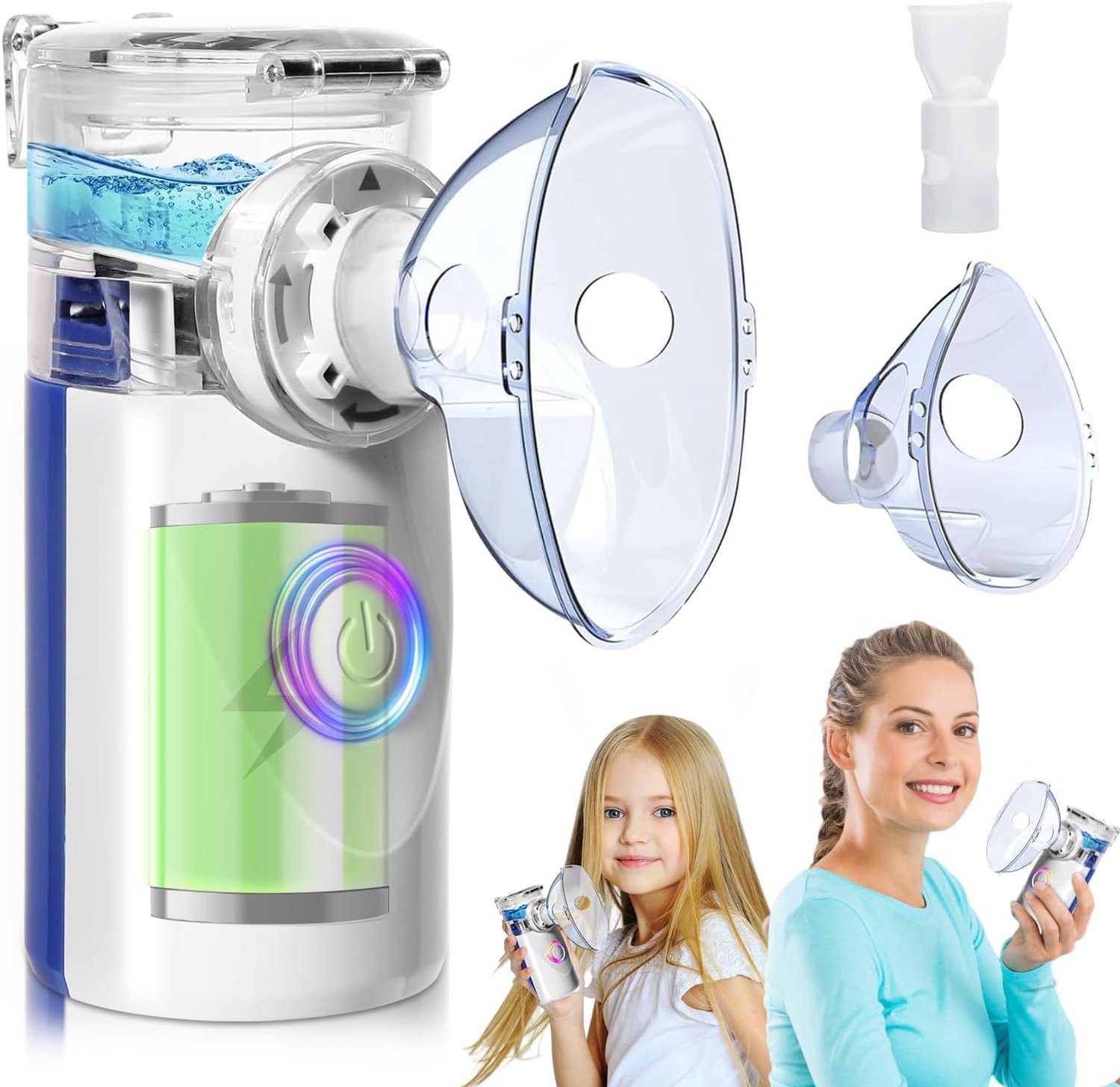 Inhalator met USB-oplader, voor volwassenen en kinderen, draagbaar, verstelbare vernevelingsintensiteit, zelfreinigend
