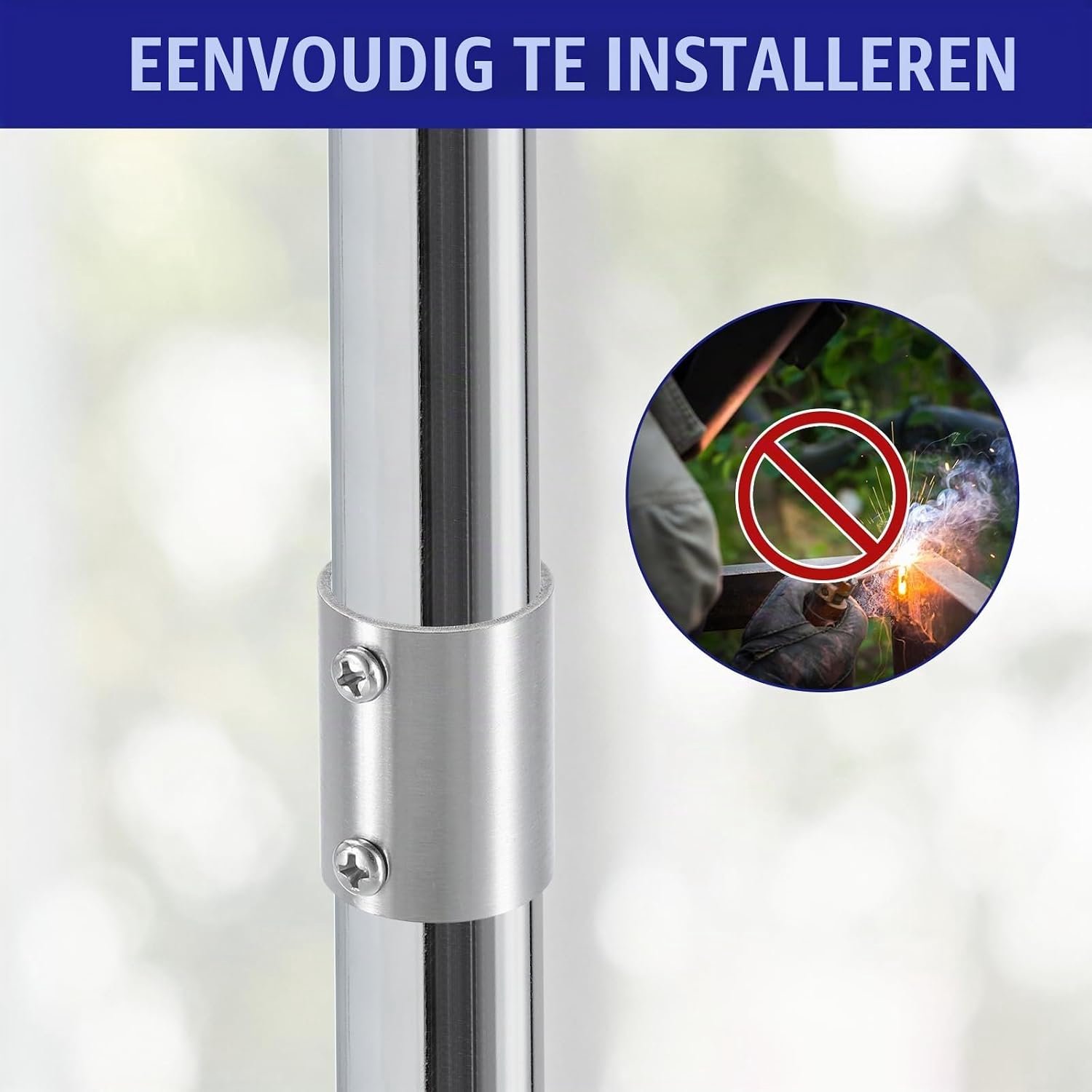 Buisverbinders 150 mm - roestvrij staal - 2-weg rechte connector - geschikt voor 25 mm buis - 2 stuks - m-winkel
