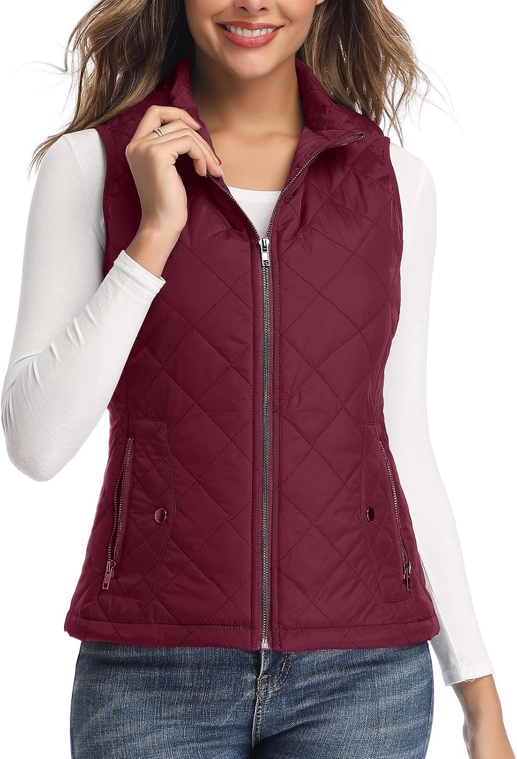 Vest met staande kraag, licht, rits