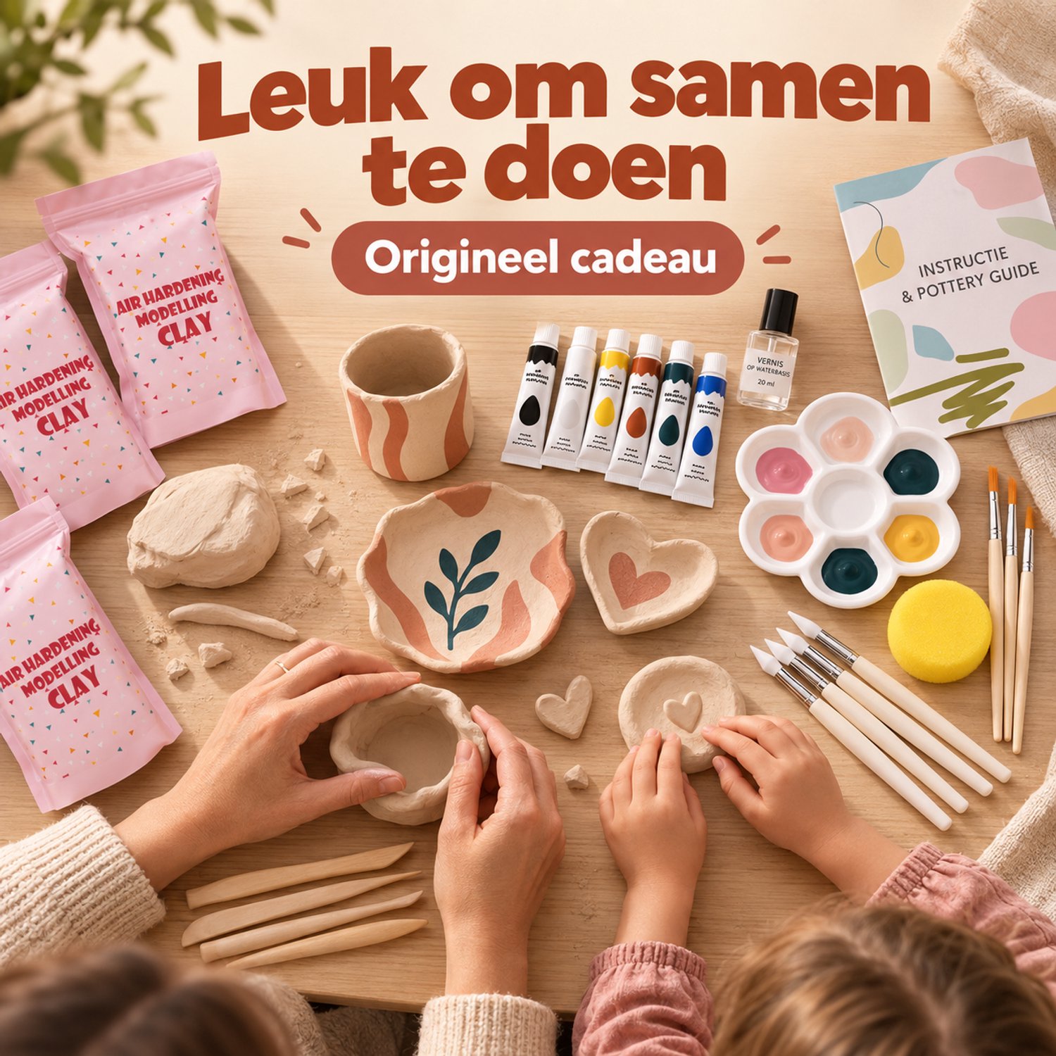Twenty4seven® Pottenbakken Set - Luchtdrogende Klei 3 x 500 g - Knutselpakket & Knutselen - Kerst &n Sinterklaas Cadeau Kinderen - Boetseerklei Zonder Oven — afbeelding 7
