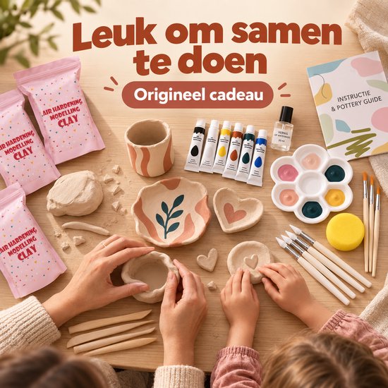 Twenty4seven® Pottenbakken Set - Luchtdrogende Klei 3 x 500 g - Knutselpakket & Knutselen - Kerst &n Sinterklaas Cadeau Kinderen - Boetseerklei Zonder Oven — cadeau in Hobby - foto 7