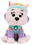Pluche knuffel van Everest uit PAW Patrol in een paars uniform met een mintgroene en oranje muts.