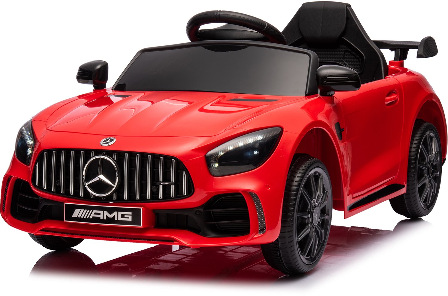 LEADZM Mercedes-Benz AMG GTR elektrische kinderauto, met 2.4G-afstandsbediening, led-koplampen, MP4, claxon en muziek, Rood