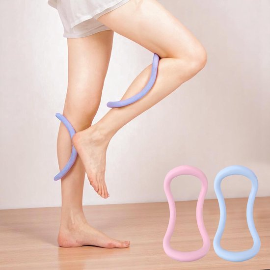 2 stuks - yoga stretchring - pilates ring - yogaring fitness stretch ring - tpe materiaal, flexibel, rekbaar - 19,5 x 10,5 cm - yoga pilates thuis fitness training - roze en blauw — afbeelding 5