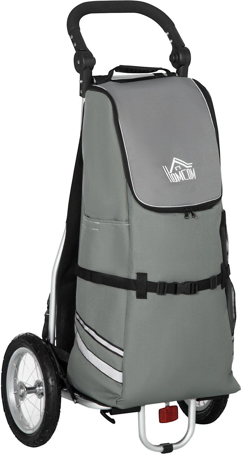 Homona Fietskar en boodschappentrolley - Inklapbaar - Met uitneembare tas en luchtbanden - 53 x 43 x 110 cm - Grijs/Zilver