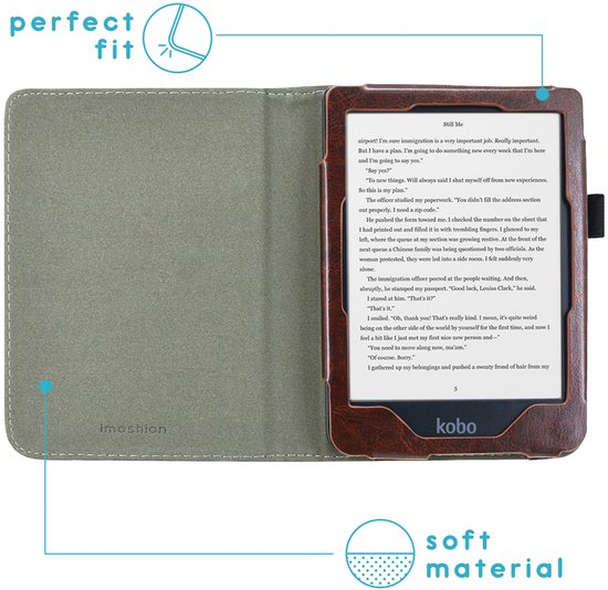 Hoesje geschikt voor Kobo Clara HD E-reader - iMoshion Vegan Leather Bookcase - Donkerbruin van iMoshion — afbeelding 3
