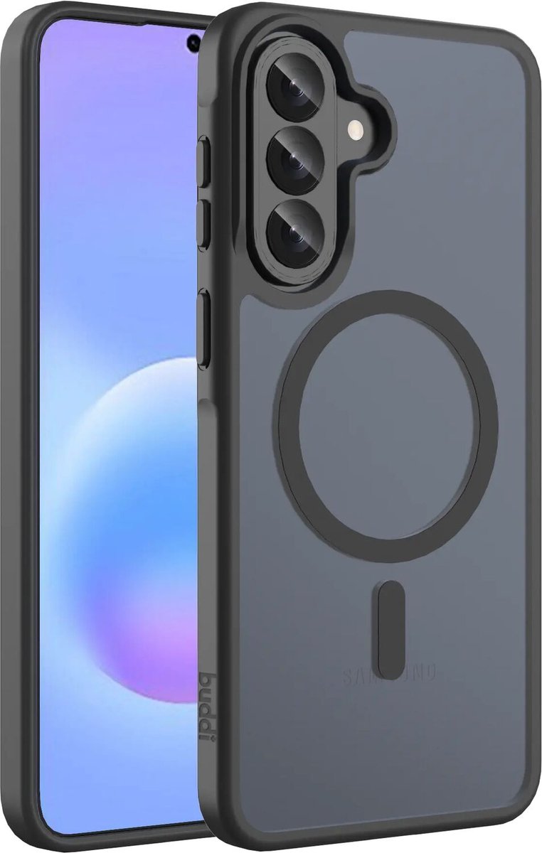 Buddi Frost Hoesje Geschikt voor Samsung Galaxy A57 - Mat Zwart - MagSafe Back Cover - Matchende kleur - Shockproof - Slank
