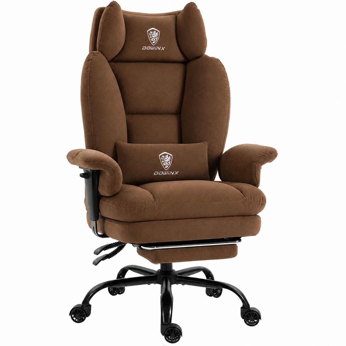 Dowinx Gamingstoel - Ergonomische Bureaustoel - Grote Bureaustoel - Ademende Stof en Flueel - Met Voetensteun en Verstelbare Rug - Bureaustoel Gaming chair - Bruin