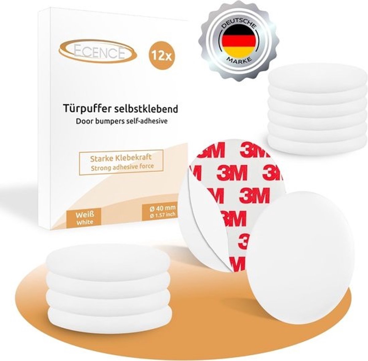 Deurstopper, set - Muurbuffer - Beschermt wanden - Zelfklevend - 40 mm - Wit