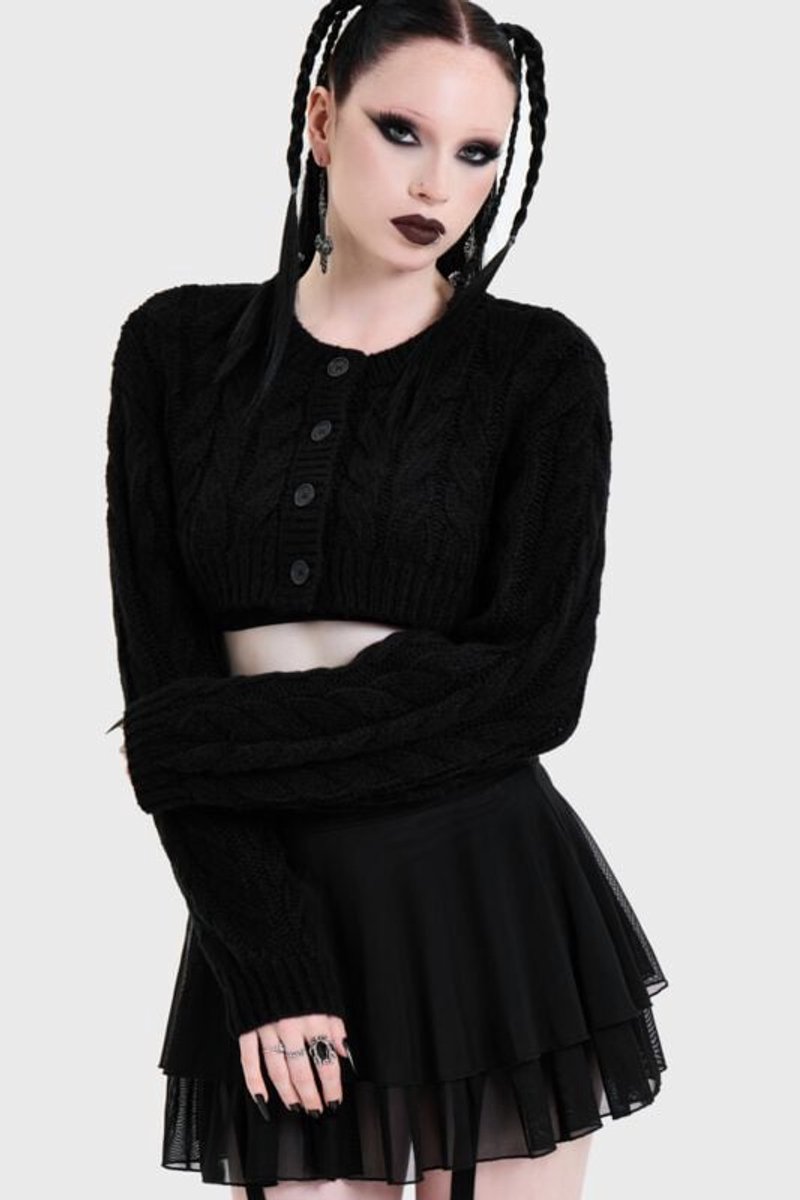 KILLSTAR SKUKTRA CROPPED CARDIGAN Dames Cardigan - zwart - XXL