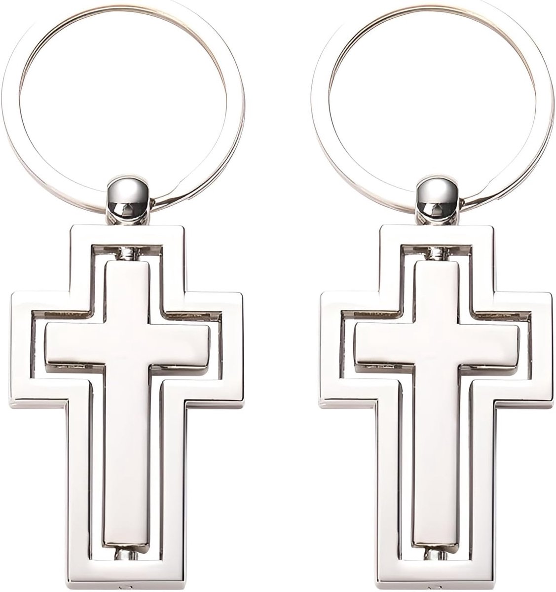 2 stuks Cross Sleutelhanger draaibaar kruis sleutelhanger sleutelhanger voor vriend familie verjaardag