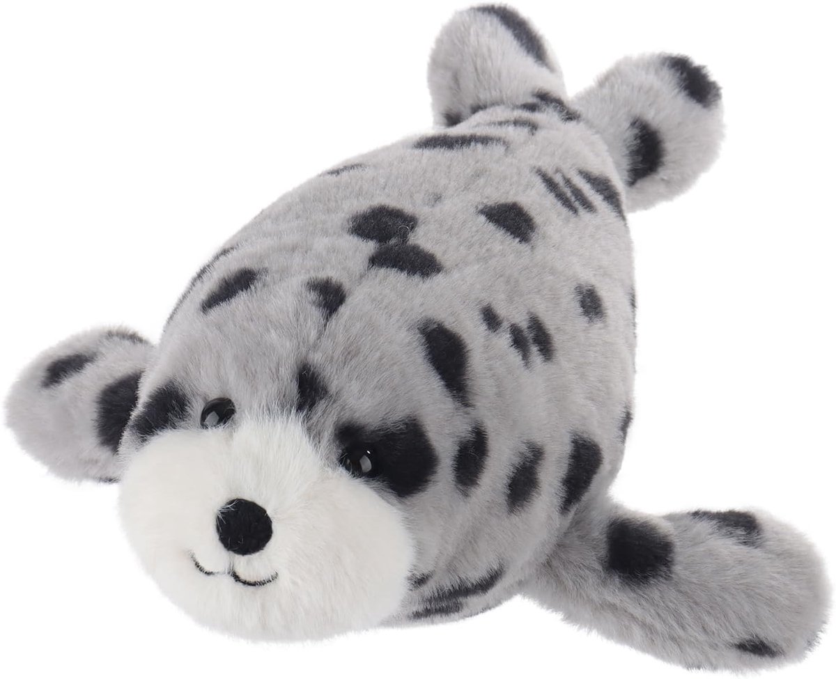 Lamb Seehunde Zeedieren, pluche dieren voor kinderen, zacht schattig knuffeldier voor baby's, meisjes en jongens, pluizige zeehonden, grijs, 28 cm