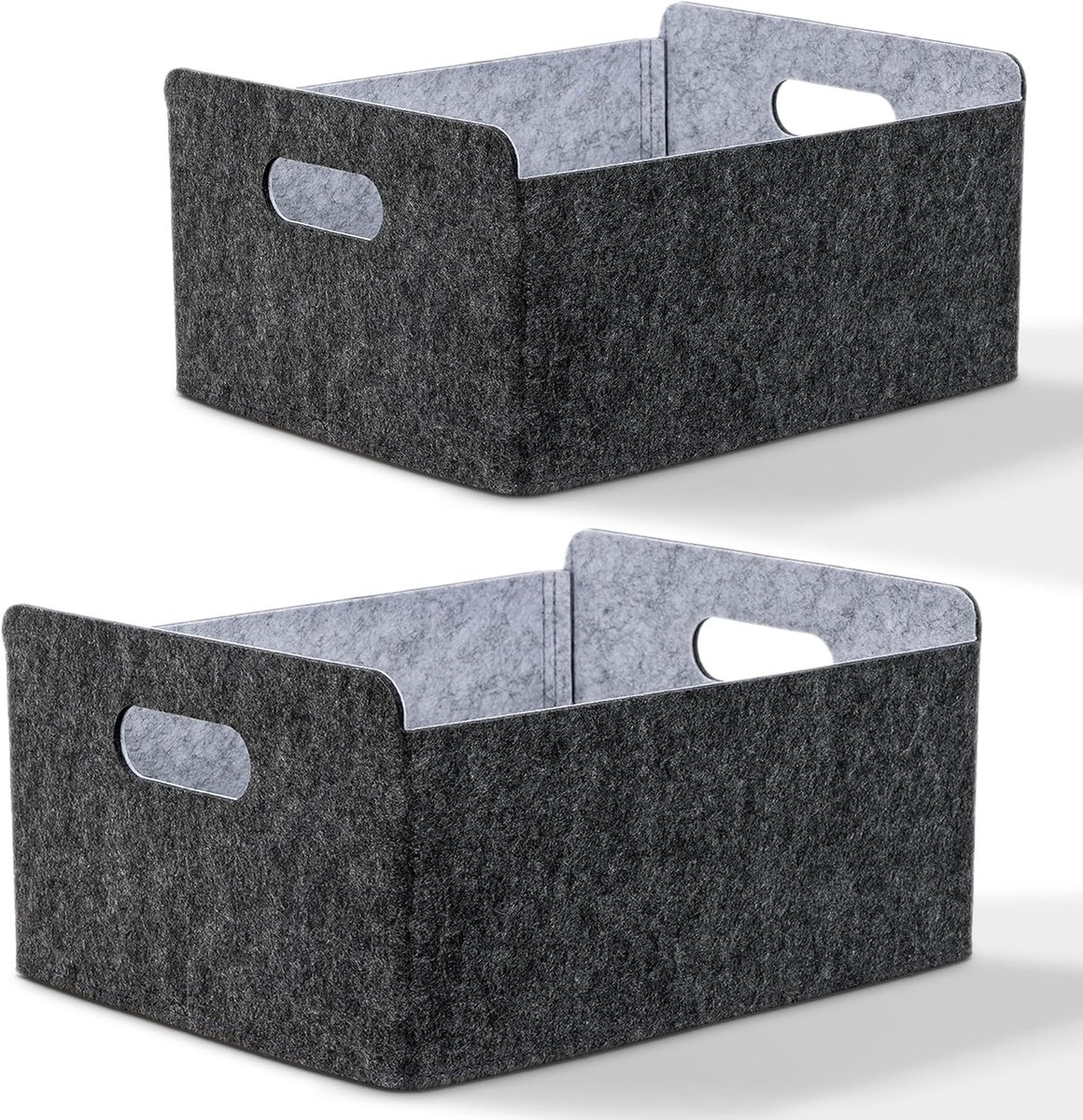 Mand, opslag, verdikte vilten opbergmand, opvouwbare mand, opbergdoos, vilt, vouwdoos, vilten organizer voor planken, kasten, huis, kantoor (zwart (2 stuk))