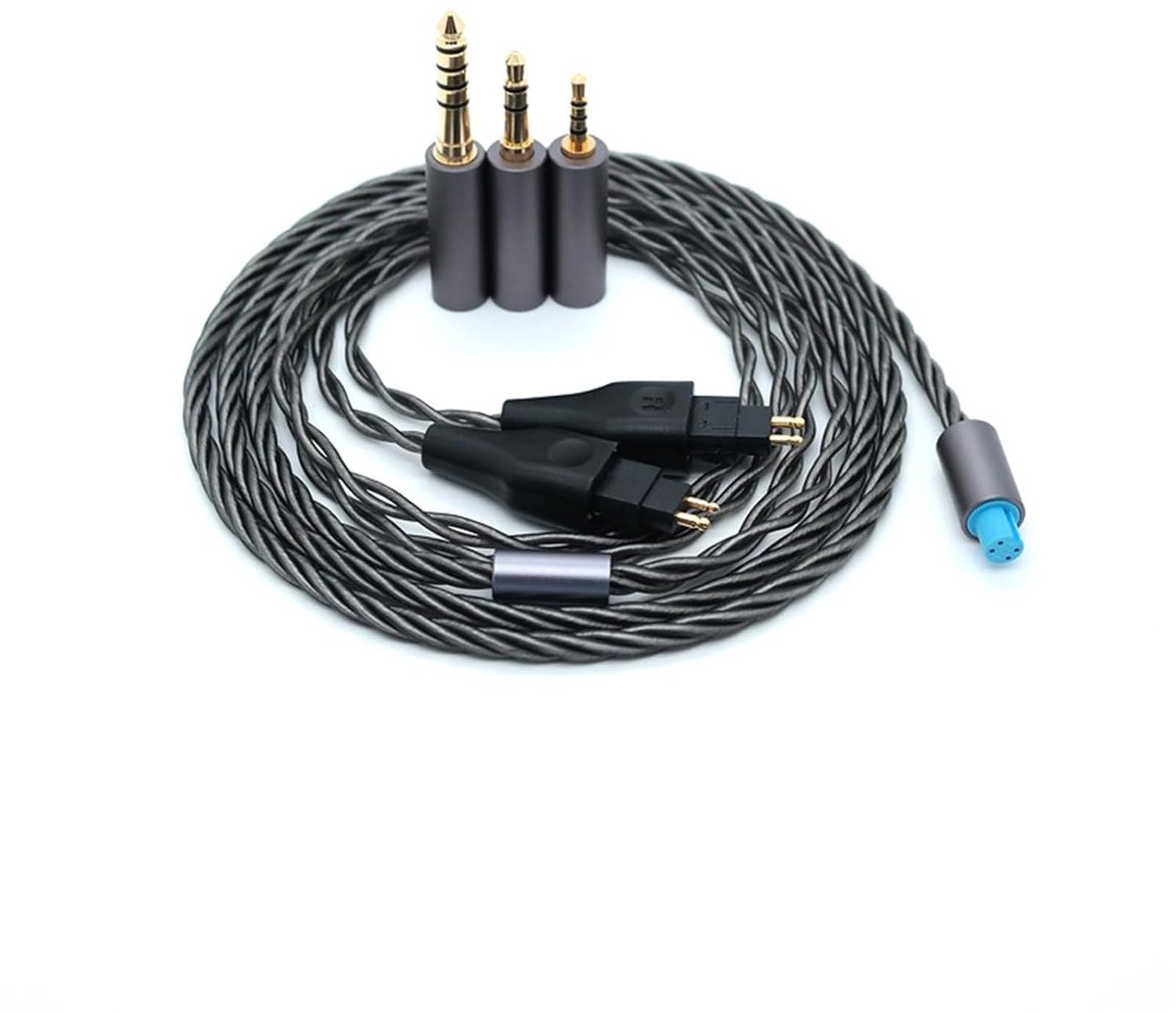 Kabel met 4.4 mm,2.5 mm,3.5 mm Adapter voor Sennheiser HD580 HD650 HD660 HD600S Hoofdtelefoon,HD414 HD25 3 in 1 Vervangende Opwaarderen Draad(Grijs)