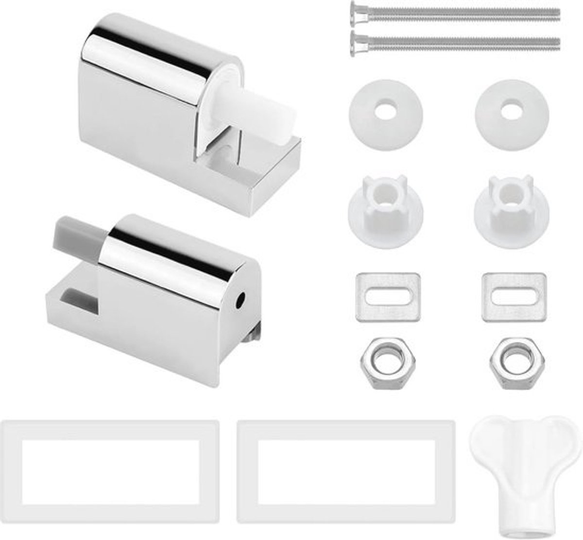 Wc-brilscharnier, set van 2 - Softclose, zwart, D-vormig, handmatig