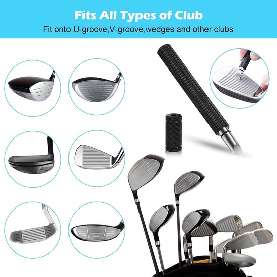 Golf Reinigingsgereedschapsset, Multifunctionele Golfaccessoires, Golfclub, Borstel, Groefreiniger met Golfdoek, Karabijnhaak, Groefslijper voor Racketoppervlakken, Groeven voor Mannen van GOLF — afbeelding 3