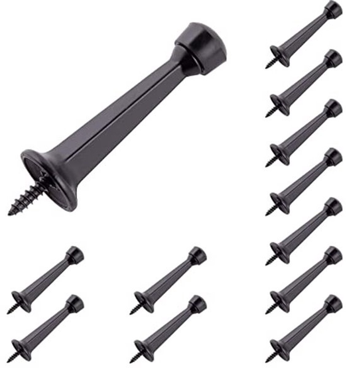 Zware deurstopper 3" - 12-pack matzwart met kunststof tip voor muur- en deurbescherming