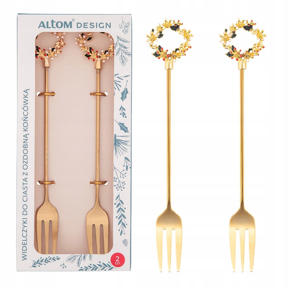 Altom Design Gouden Taartvorkjes Kerst (2 stuks)