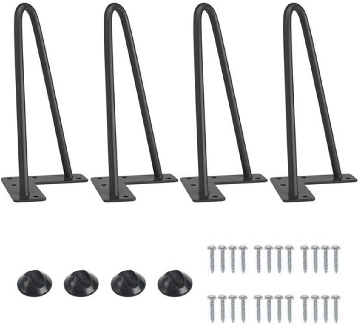 4 stuks - Zwarte metalen haarspeldtafelpoten van 20 cm - Voor eettafel, salontafel en bureau