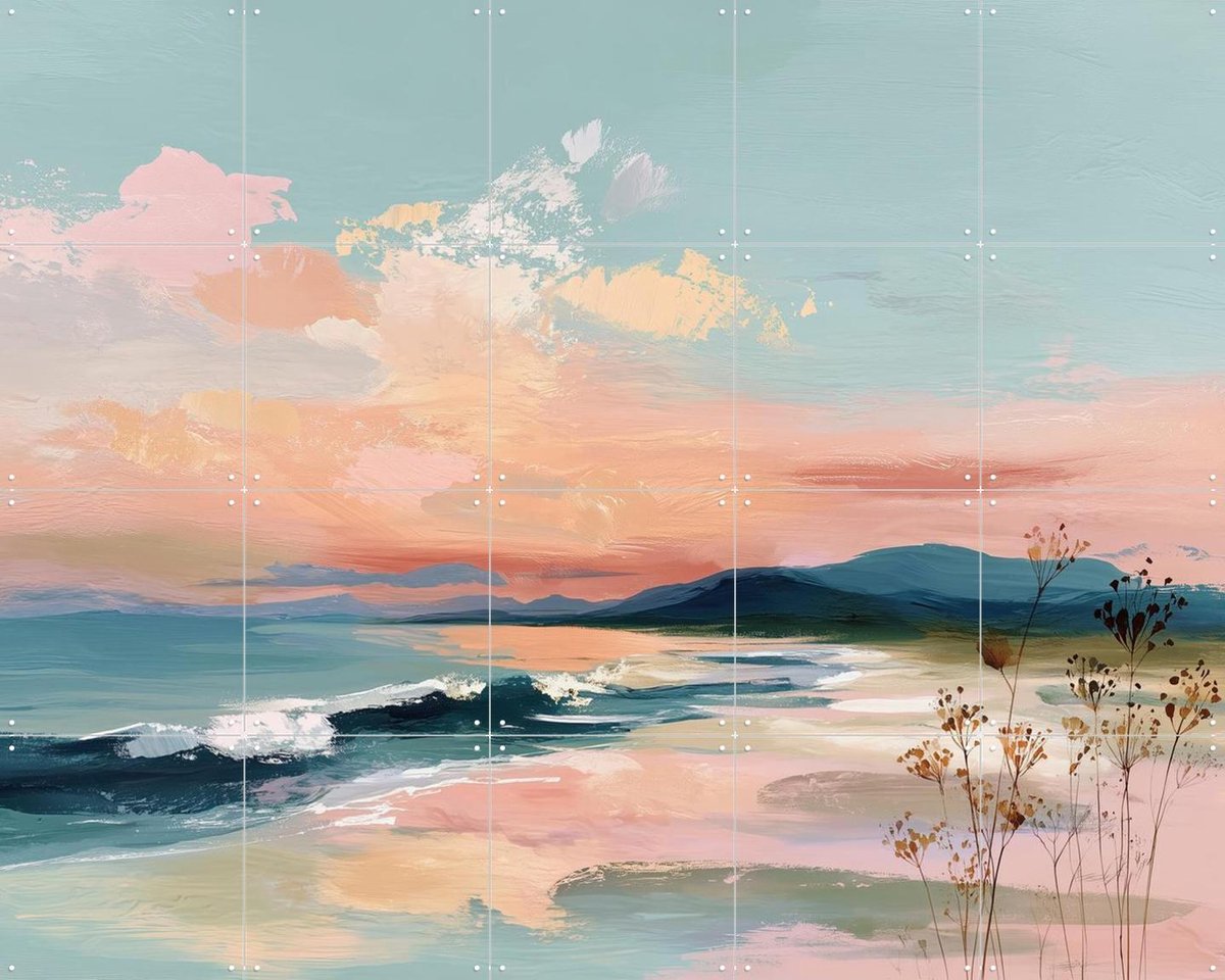 IXXI Soft Pastel Ocean Morning, Branka Kodžoman - 100 x 80 cm - Gratis ophangtool - Grote wanddecoratie en posters Woonkamer, Strandhuis, Slaapkamer