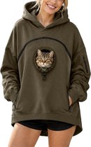 Hoodie voor huisdieren - met zakken - Legergroen - 1 stuk - Maat XXL - Fleece gevoerd - Geschikt voor dagelijks gebruik en uitstapjes