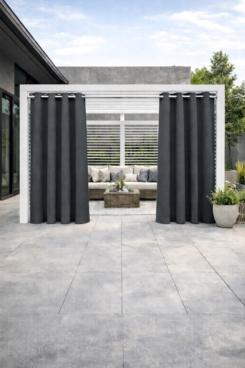 Waterdicht Gordijn voor Buiten 155x220cm - Grijs