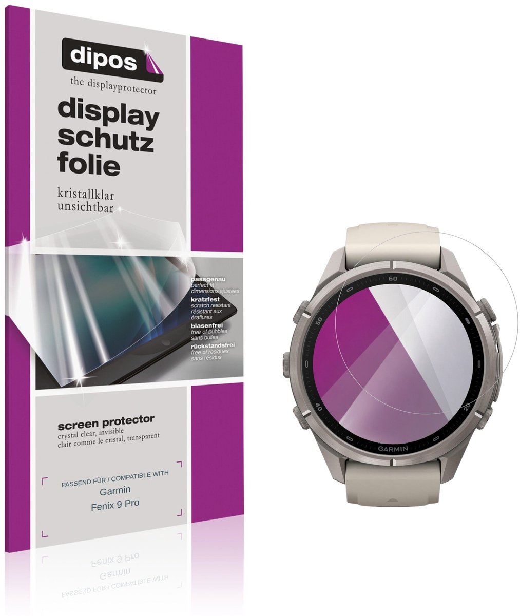 dipos – 6x Beschermfolie geschikt voor Garmin Fenix 9 Pro | Krasbestendige & heldere Screenprotector Ultra-Thin