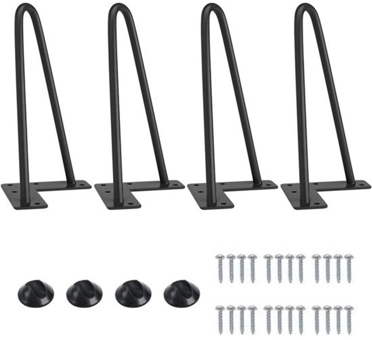 4 stuks zwarte metalen haarspeldtafelpoten van 20 cm voor eettafel, salontafel en bureau