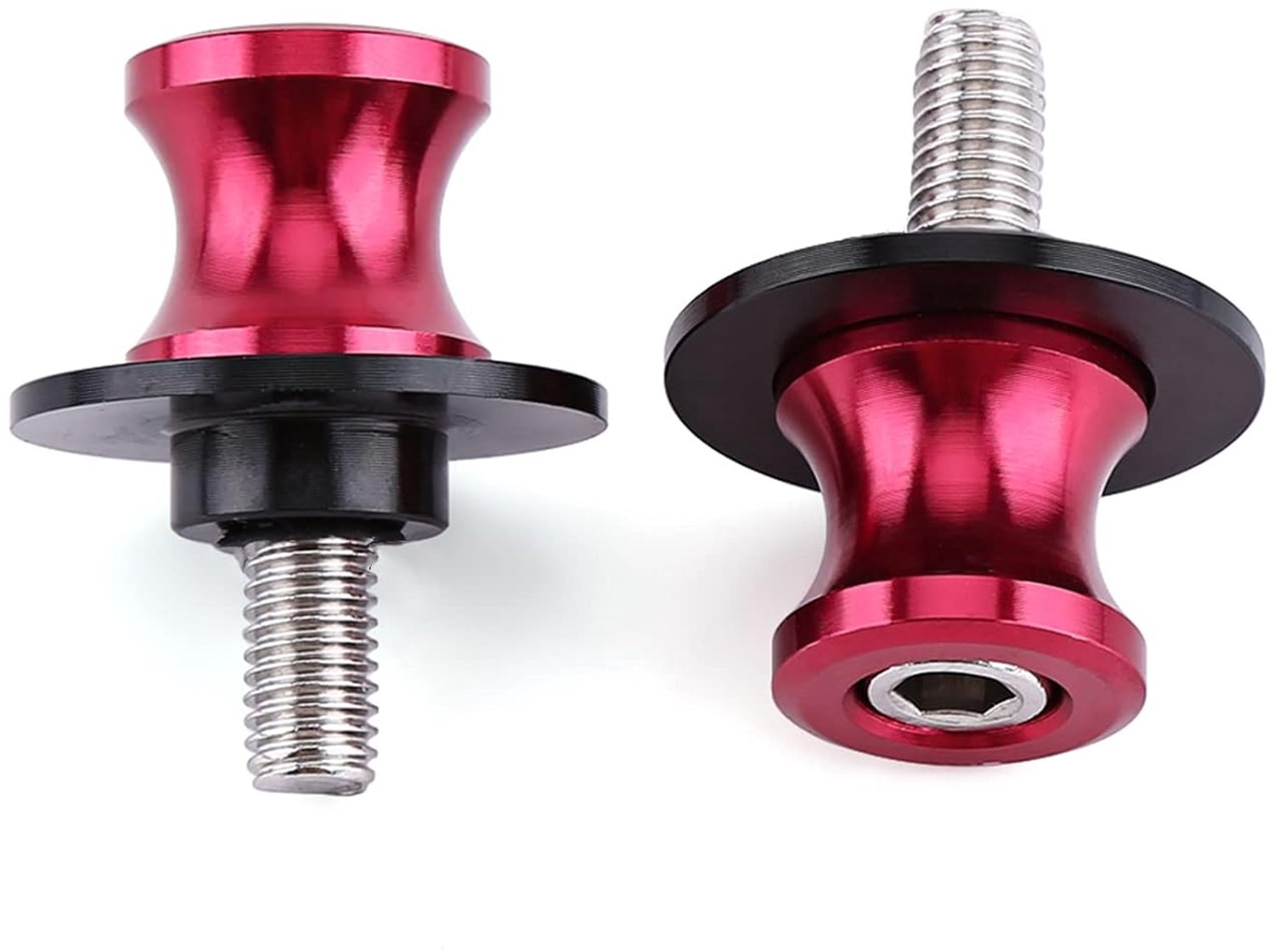 2 STKS Motor Swing Arm Spool Sliders CNC Gefreesd Aluminium Achter Stand Klossen met Hex Socket Threads voor 250 ER6 Z250 ER6F in Zilver Rood Blauw Goud Groen 6mm 8mm 10mm (6 mm rood)