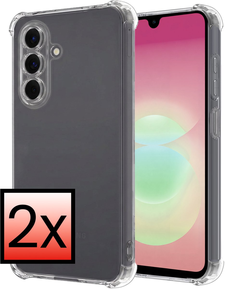 Hoesje - 2 Stuks - Geschikt voor Samsung Galaxy A18 - Sterk & Shockproof - Siliconen Case - Back Cover - Telefoon Hoes Shock Proof - Transparant