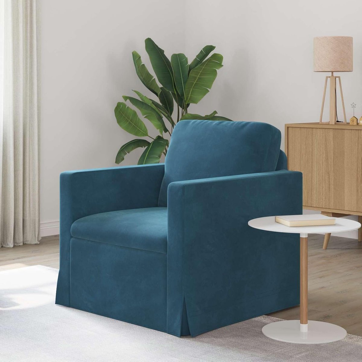 Fluwelen sofa 2-delig in blauw met metalen frame voor minimalistische woonkamer en ergonomisch zitcomfort