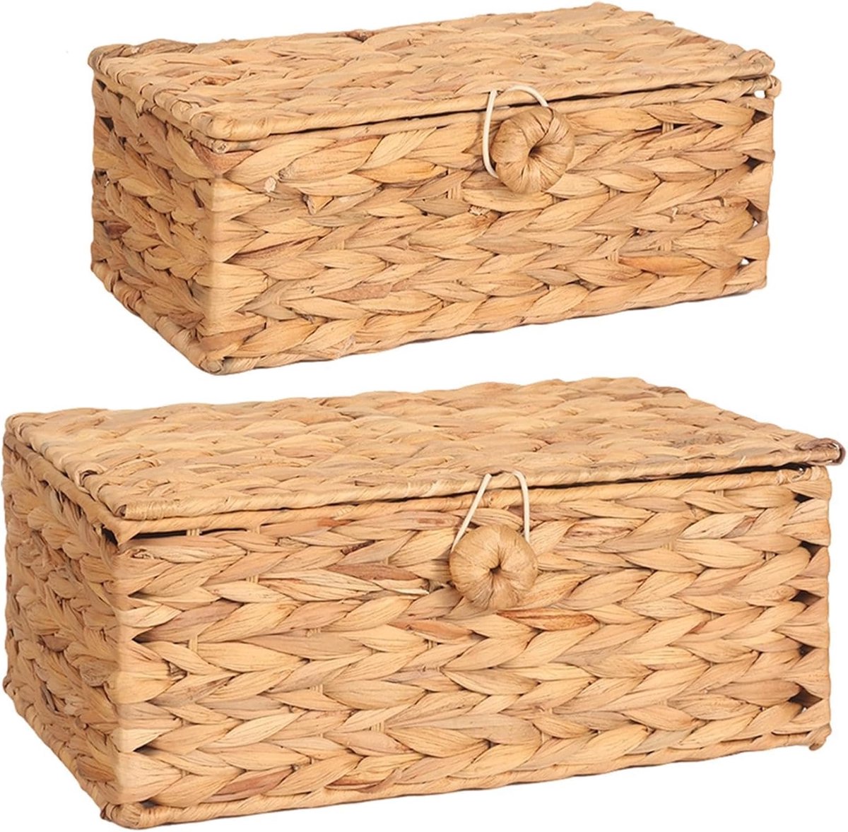 Opbergmanden met deksels, set van 2 stapelbare boho voor