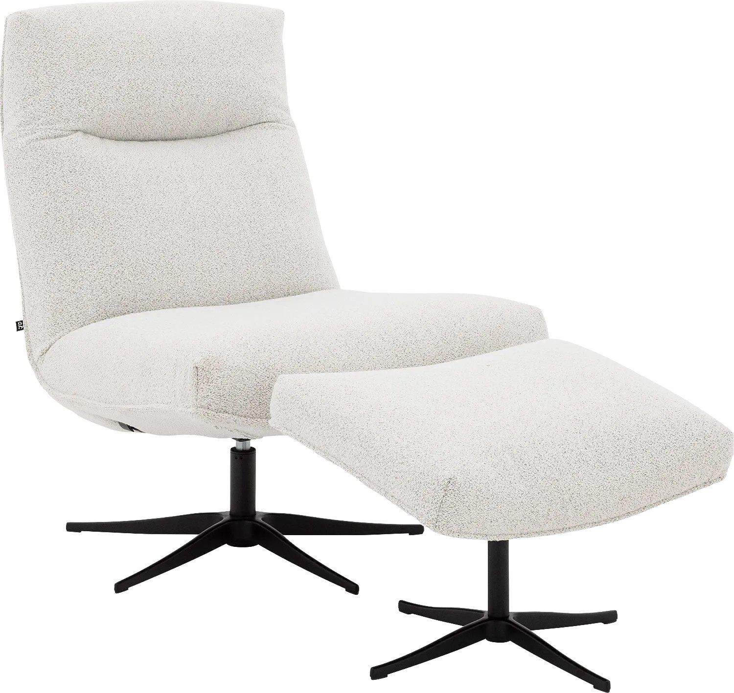 Goossens Relaxstoel Isla - Stof - Wit - Draaibaar stof boucle champagne