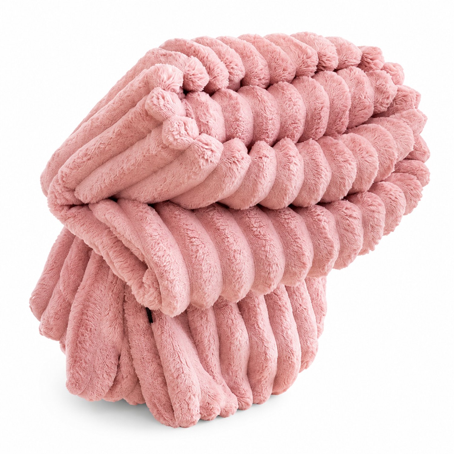 SWGOTA Roze gestreepte pluche deken 180 x 200 cm, polyester plaid, machinewasbaar voor bank en dutje