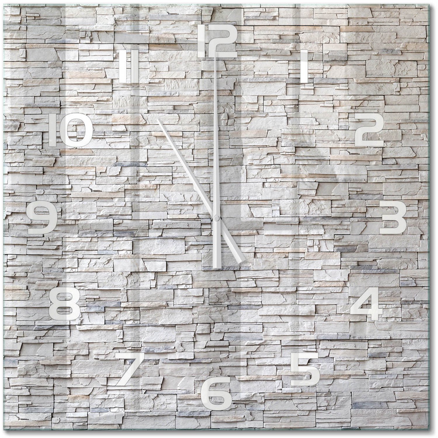 TULUP Wandklok - Zee Glazen Wandklok Design - 60x60 cm - Blauw Klok Glas Met Opdruk - Witte handen - Vierkante Klok - Wandklok Glas Met Motief - Decoratieve Glazen Klok