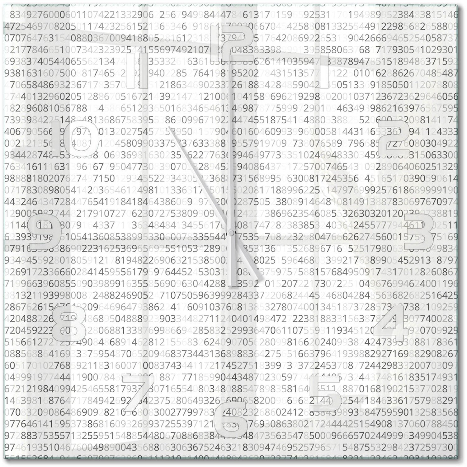 TULUP Wandklok - Binaire code Decoratieve Glazen Klok - 60x60 cm - Grijs Glazen Wandklok Design - Witte handen - Vierkante Klok - Glazen Klok Met Print - Wandklok Glas Met Motief