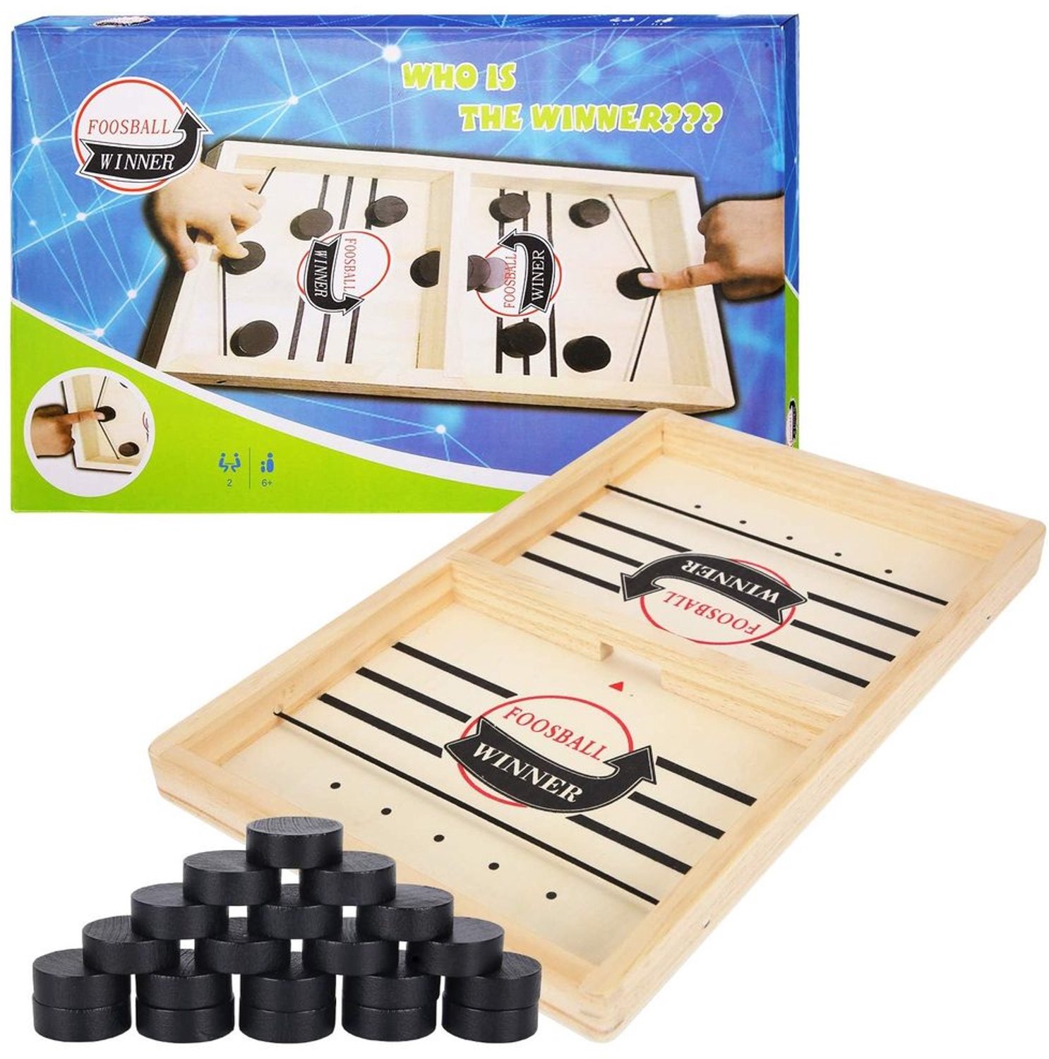 2-in-1 Houten Hockeytafel Spel, Interactief Bordspel voor Gezinnen