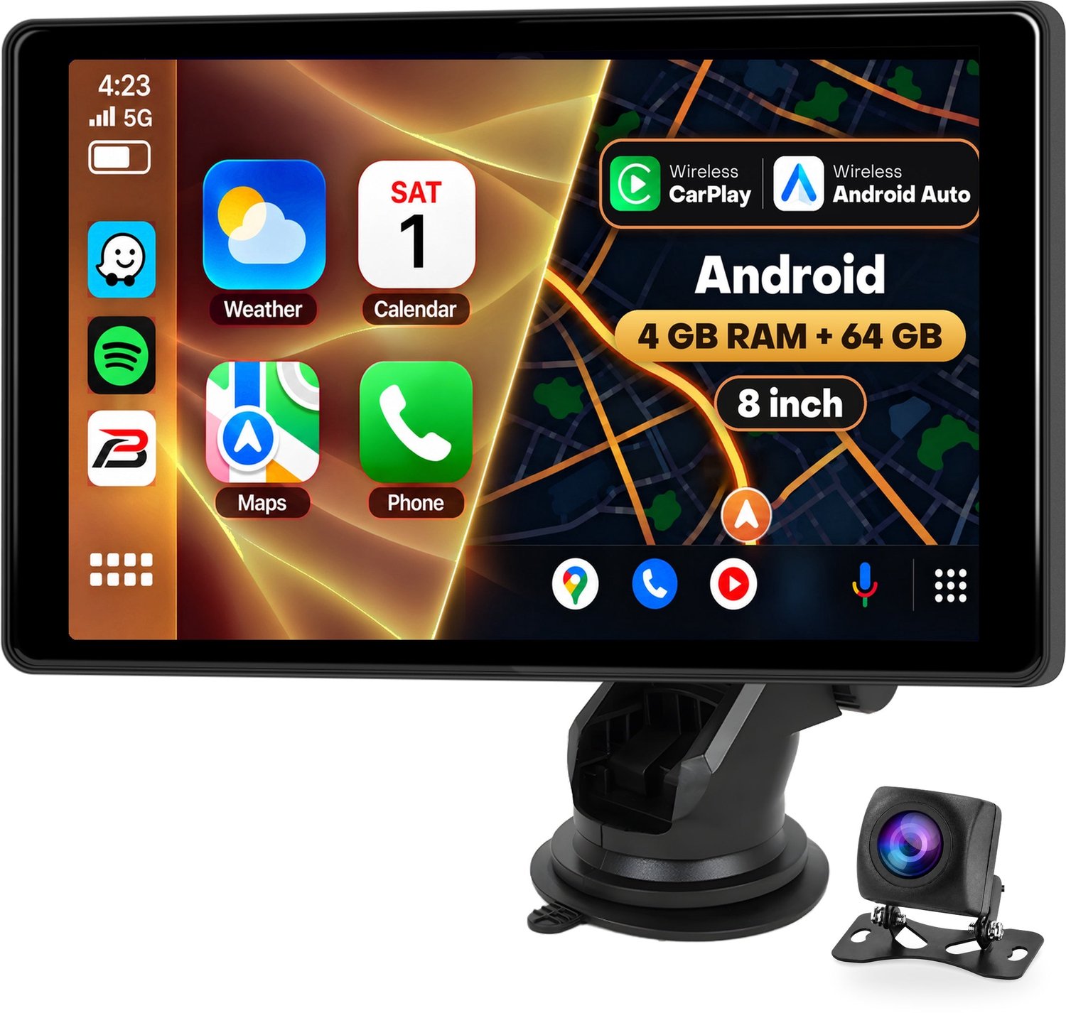 Bol.com Boscer Smart HD Navigatiesysteem PRO - 4+64GB - Apple Carplay & Android Auto (Draadloos) - 8 Inch HD Touchscreen - Googl... aanbieding