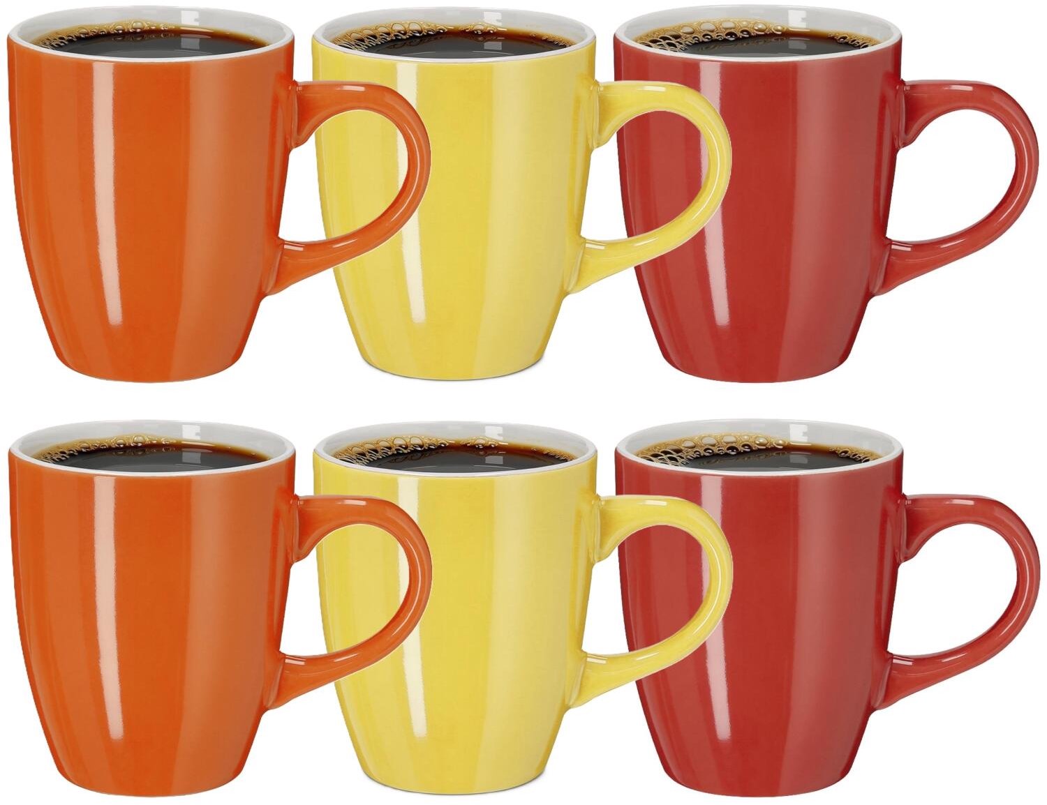 Bellatio Design Koffiekopjes Sunny Glaze - 6x stuks - Keramiek - oranjetinten - 350 ml - 10 cm