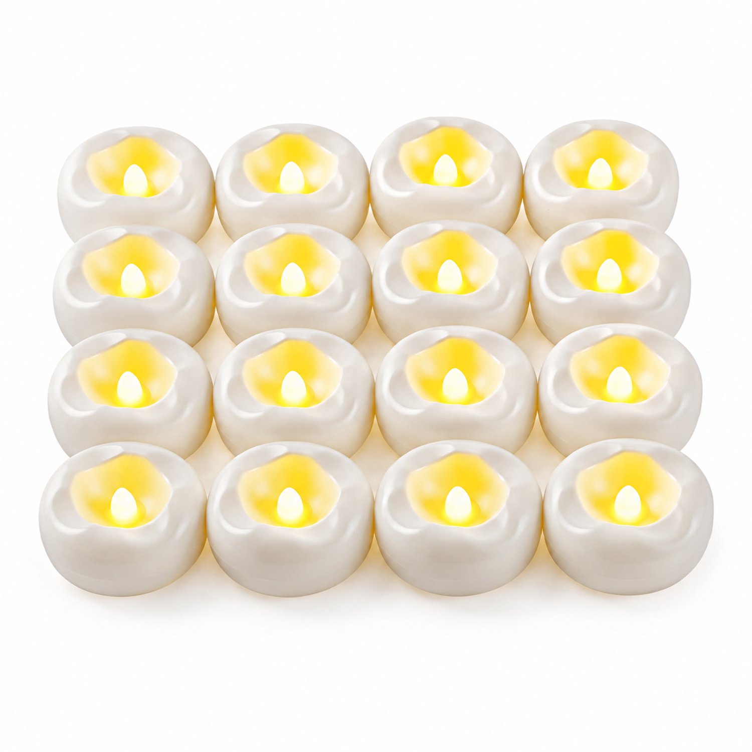 led kaarsen - 24 drijvende kaarsen, 5,8 cm breed en 2,5 cm hoog, wit ABS, warm geel licht voor zwembad- en feestdecoratie