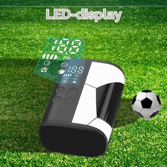 elektrische balpomp met 12 psi, 4000 mAh powerbank, LED-licht, auto-stop, compact. Ideaal voor voetbal, basketbal, volleybal - inclusief balpomp naalden — afbeelding 4