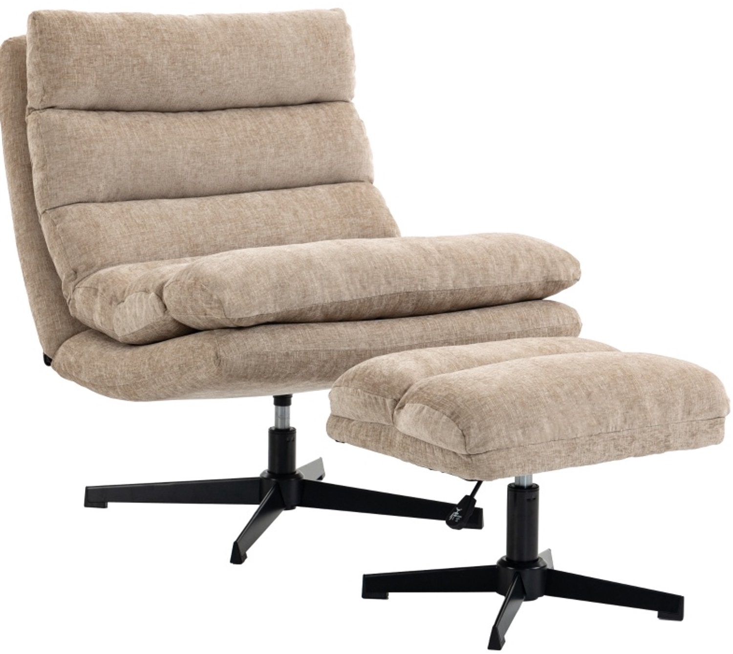 REDOM Draaibare fauteuil met voetbank - Verstelbare voetbank en chenille - Bruin