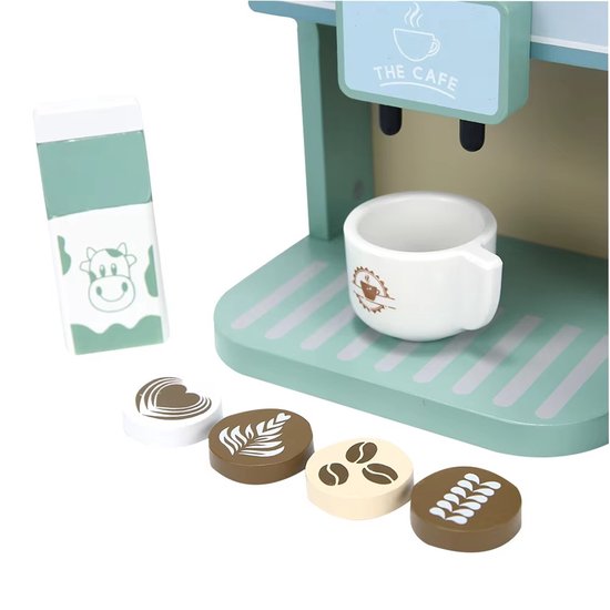 Montessori houten koffiezetapparaat set – houten koffiezetapparaat speelgoed voor kinderen – keukenaccessoires voor rollenspellen voor peuters – cadeau voor meisjes en jongens – Groen — afbeelding 2